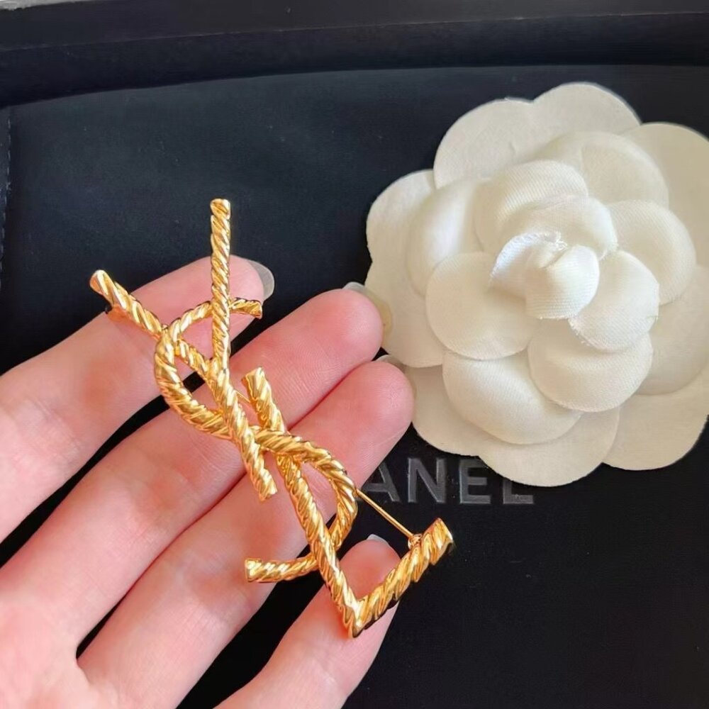 Saint Laurent YSL Letter Brooch